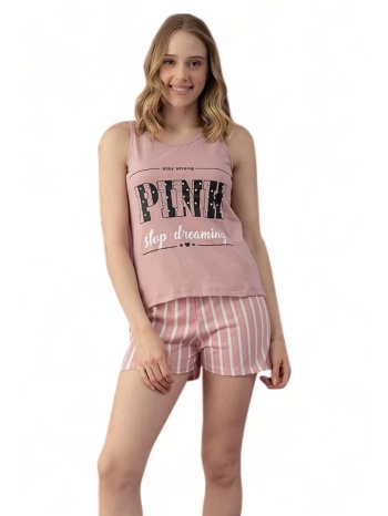 πιτζάμα γυναικεία αμάνικη pink eliz 240146 σε προσφορά