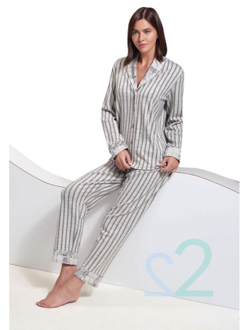 πιτζάμα γυναικεία ζεστή με κουμπιά stripes 12382 σε προσφορά