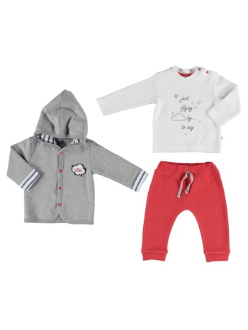 σετ βρεφικό παντελόνι - ζακέτα - μπλούζα cool time 73238 σε προσφορά