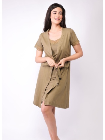 σετ ρόμπα - νυχτικό misstiko olive dream i452-χακί σε προσφορά