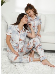πιτζάμα γυναικεία siyah με κουμπιά tie die 55666a