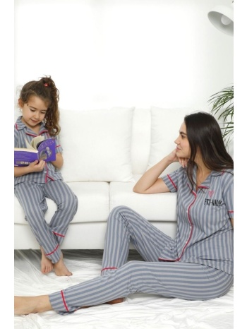 πιτζάμα παιδική-εφηβική με μακρύ παντελόνι ριγέ με ρέλι σε προσφορά