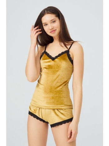 πιτζάμα velvet με σορτσάκι victoria ch4038set-χρυσό σε προσφορά