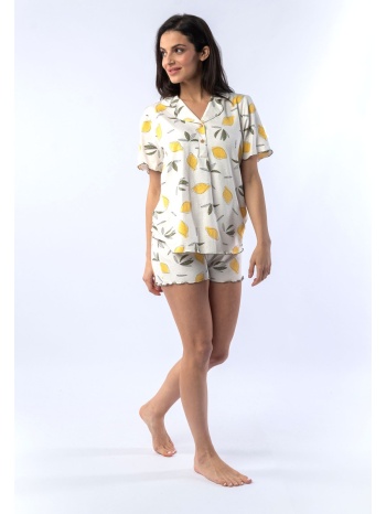 πιτζάμα γυναικεία με κουμπάκια lemons 12786 σε προσφορά