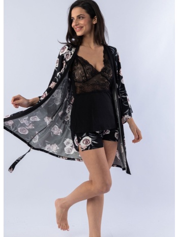 σετ ρόμπα - πιτζάμα black floral 12642 σε προσφορά