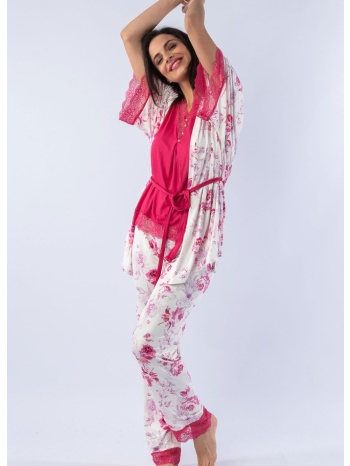 σετ ρόμπα - πιτζάμα pink lace floral 12849 σε προσφορά