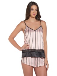 πιτζάμα γυναικεία με σορτσάκι σατέν pink stripes 12742