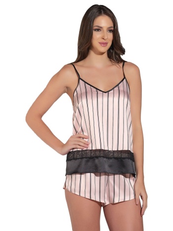 πιτζάμα γυναικεία με σορτσάκι σατέν pink stripes 12742 σε προσφορά