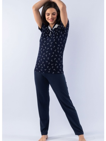 πιτζάμα γυναικεία κοντομάνικη modal navy 72009 σε προσφορά