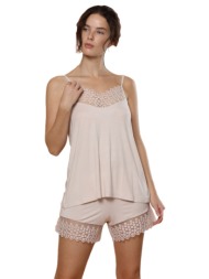 πιτζάμα γυναικεία με σορτσάκι viscose desert 81442-μπεζ
