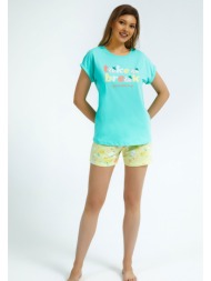 πιτζάμα γυναικεία με σορτσάκι enjoy the little things rp2757a-τιρκουάζ