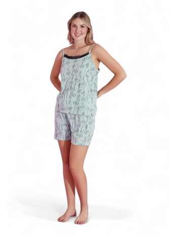 πιτζάμα γυναικεία με σορτσάκι pijamood mint flower σε προσφορά