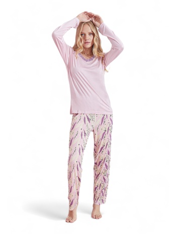 πιτζάμα γυναικεία modal pijamood pink romance pjmd5011-ροζ σε προσφορά