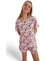 πιτζάμα γυναικεία με σορτσάκι hello kitty pink hk103a-ροζ
