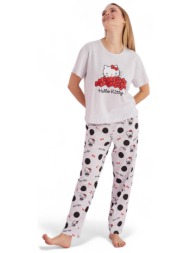 πιτζάμα γυναικεία με μακρύ παντελόνι hello kitty love hk015a-γκρι