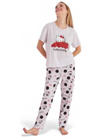 πιτζάμα γυναικεία με μακρύ παντελόνι hello kitty love σε προσφορά