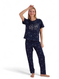 πιτζάμα γυναικεία με μακρύ παντελόνι hello kitty good night blue hk005a-μπλε