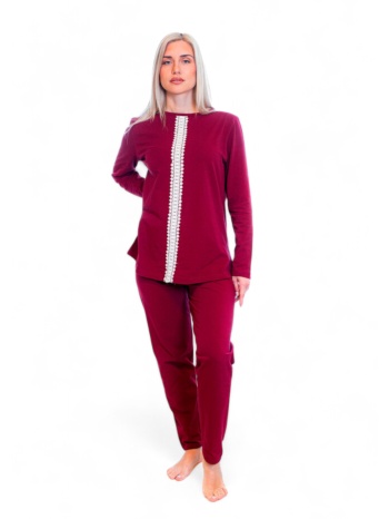 πιτζάμα γυναικεία nina club romantic dark red σε προσφορά
