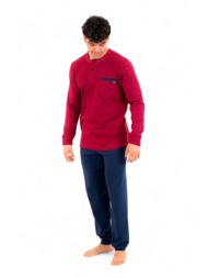 πιτζάμα ανδρική βαμβακερή nina club basic dark red nc760-24-01-μπορντώ