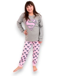 πιτζάμα παιδική - εφηβική nina club super girl grey nc144-24-01-γκρι