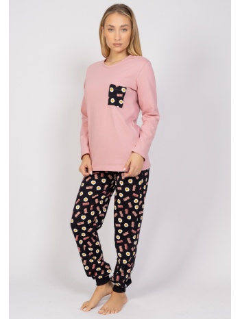 πιτζάμα γυναικεία eggs & bacon cherry chr531-ροζ σε προσφορά