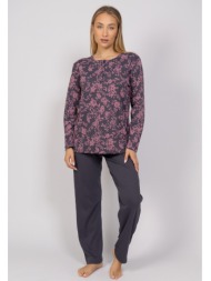 πιτζάμα γυναικεία flowery cherry chr524-ανθρακί