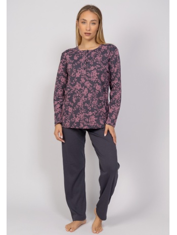 πιτζάμα γυναικεία flowery cherry chr524-ανθρακί σε προσφορά