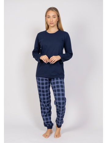 πιτζάμα γυναικεία καρό blue cherry chr545-μπλε σε προσφορά