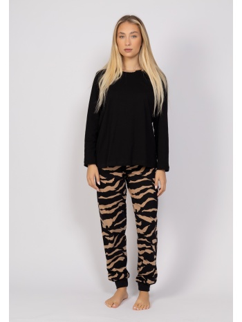 πιτζάμα γυναικεία zebra brown cherry chr24546-μαύρο σε προσφορά