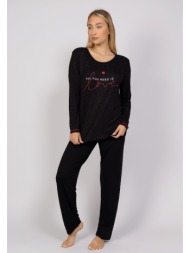 πιτζάμα γυναικεία all you need is love sexen sxn40116-μαύρο