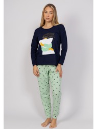 πιτζάμα γυναικεία pillowfight sexen sxn40130-a-μπλε