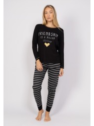 πιτζάμα γυναικεία friends sexen sxn40131-μαύρο