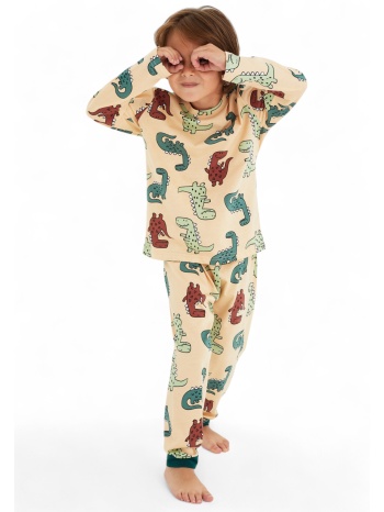 πιτζάμα παιδική dinosaurs siyah inci si25807-μπεζ σε προσφορά