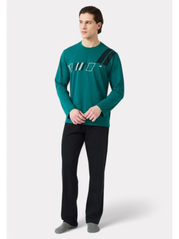 πιτζάμα ανδρική bαμβακερή minerva athletic stripes green σε προσφορά