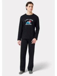 πιτζάμα ανδρική bαμβακερή minerva coffee cup black 90-71173-045-μαύρο