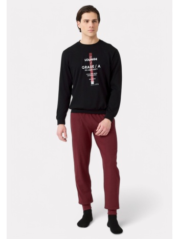 πιτζάμα ανδρική bαμβακερή minerva grade black σε προσφορά