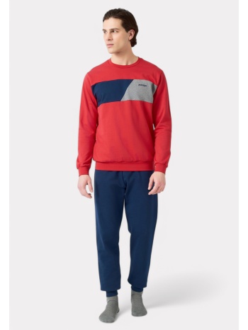 πιτζάμα ανδρική minerva color blocks φούτερ red σε προσφορά