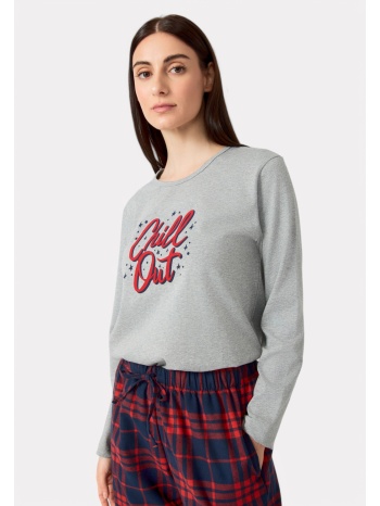 πιτζάμα γυναικεία mierva cozy καρό με σταθερό παντελόνι σε προσφορά