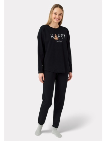 πιτζάμα γυναικεία minerva folloe me φούτερ black σε προσφορά