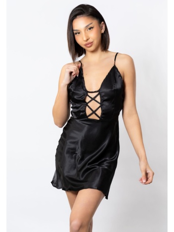 νυχτικό σατέν moongirl katia black mg104-2-μαύρο σε προσφορά