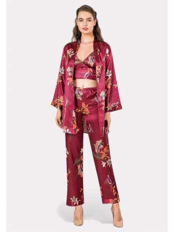 σετ πιτζάμα με ρόμπα σατέν moongirl bordo elegance σε προσφορά