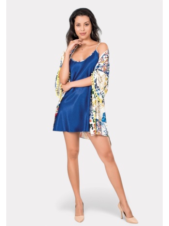 σετ ρόμπα - νυχτικό σατέν moongirl queen blue mg237-μπλε