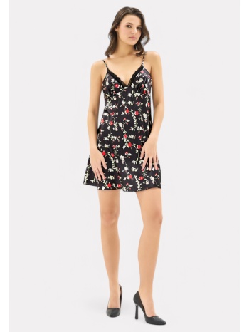 σατέν νυχτικό με δαντέλα moongirl black floral mg905-μαύρο σε προσφορά