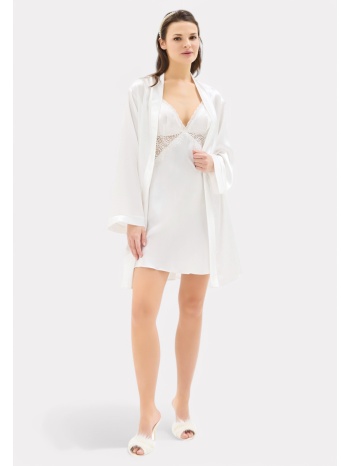 σετ ρόμπα - νυχτικό σατέν moongirl pure white mg949-λευκό σε προσφορά