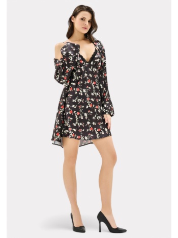 σετ ρόμπα - νυχτικό σατέν moongirl black floral mg904-μαύρο σε προσφορά