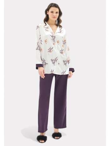 πιτζάμα γυναικεία satin moongirl deep purple mg903-μωβ σε προσφορά