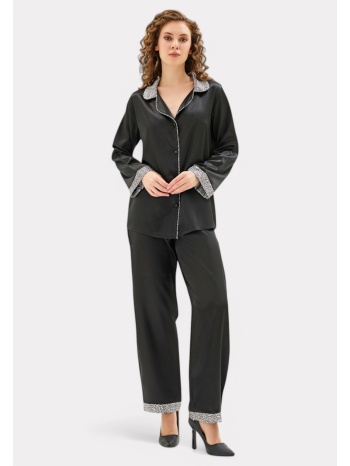 πιτζάμα γυναικεία satin moongirl leopard mg926-μαύρο σε προσφορά