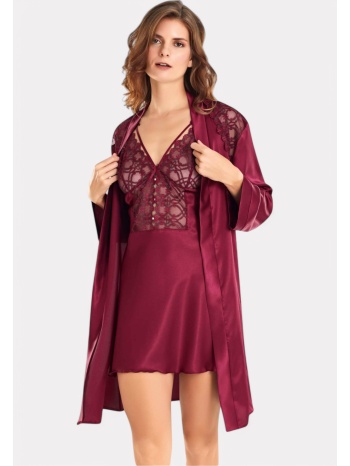σετ ρόμπα - νυχτικό lingerie satin moongirl wine σε προσφορά