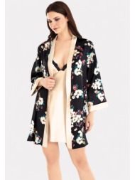 σετ ρόμπα - νυχτικό satin moongirl gold passion mg716-μαύρο