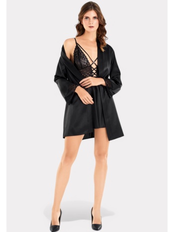 σετ ρόμπα - νυχτικό lingerie satin moongirl passion black σε προσφορά